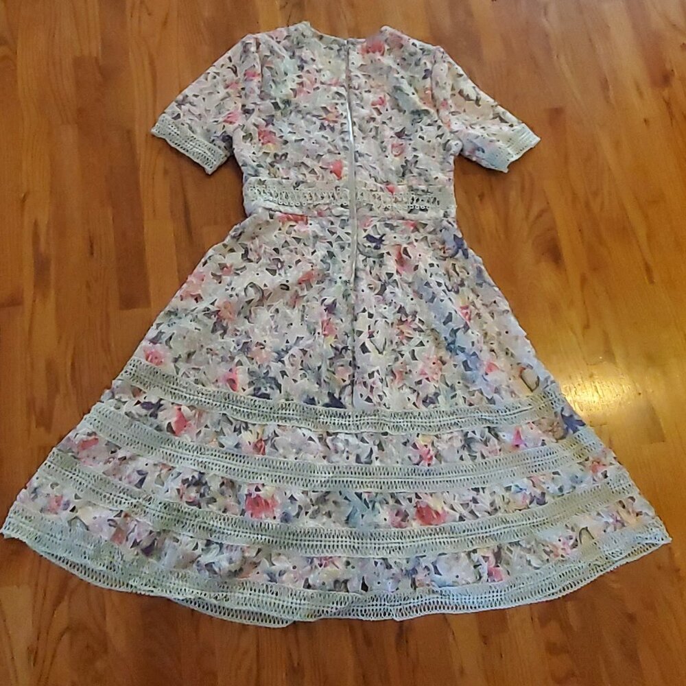 Just Me Floral Lace Midi Dress Pastel Colors - Size L - Picture 2 of 6